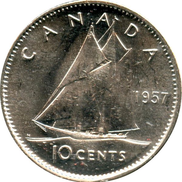 1957 Canada 10-cents Choice Brilliant Uncirculated (MS-64) Online