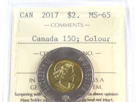 2017 Coloured Canada 150th (Dance) Two Dollar ICCS Certified MS-65 For Discount