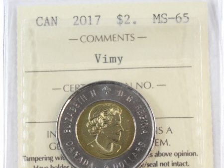 2017 Vimy Ridge Canada Two Dollar ICCS Certified MS-65 on Sale