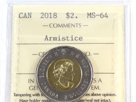 2018 Armistice Canada Two Dollar ICCS Certified MS-64 Supply