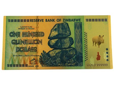 Zimbabwe One Hundred Quintillion Dollar Replica Foil Notes Online now