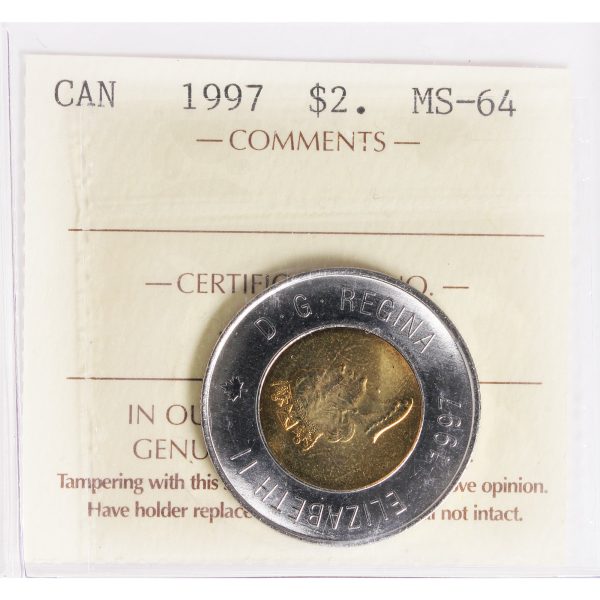 1997 Canada Two Dollar ICCS Certified MS-64 Hot on Sale