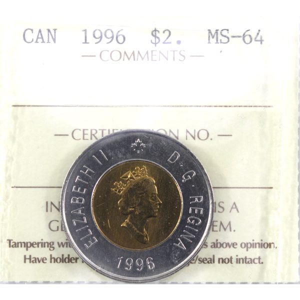 1996 Canada Two Dollar ICCS Certified MS-64 Sale