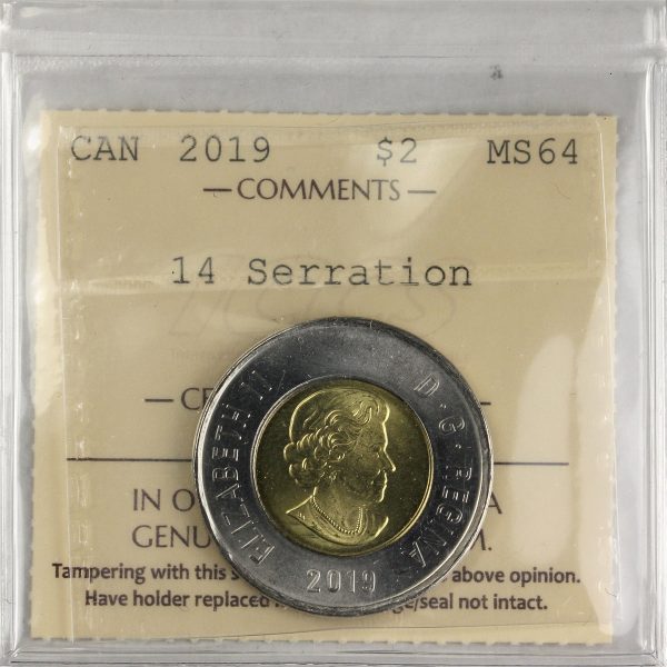 2019 14 Serration Polar Bear Canada Two Dollar ICCS Certified MS-64 Sale