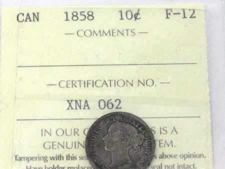 1858 Canada 10-cents ICCS Certified F-12 on Sale