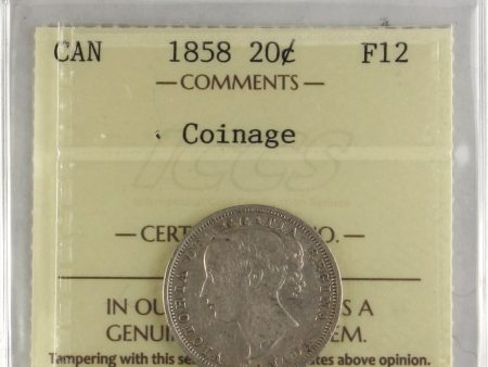 1858 Coinage Canada 20-cents ICCS Certified F-12 on Sale