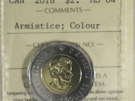 2018 Armistice Colour Canada Two Dollar ICCS Certified MS-64 Online