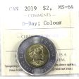 2019 D-Day Coloured Canada Two Dollar ICCS Certified MS-64 Cheap