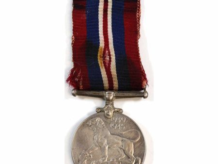 WWII Canada War Medal 1939-1945 with Ribbon (Silver, toned) Online now