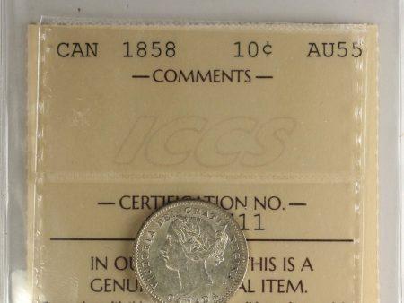 1858 Canada 10-cents ICCS Certified AU-55 For Cheap