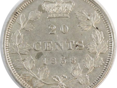 1858 Coinage Canada 20 Cents Almost Uncirculated (AU-50) $ For Discount