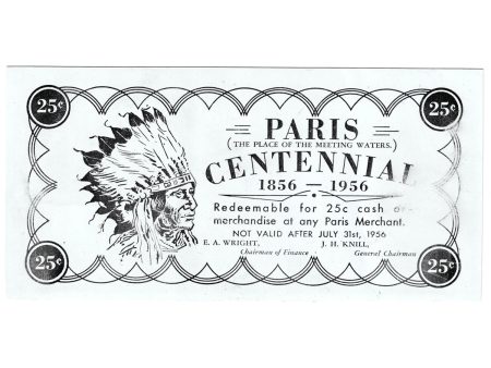 Vintage Paris, Ontario, 1956 Centennial 25-cent Polymer Trade Note Online