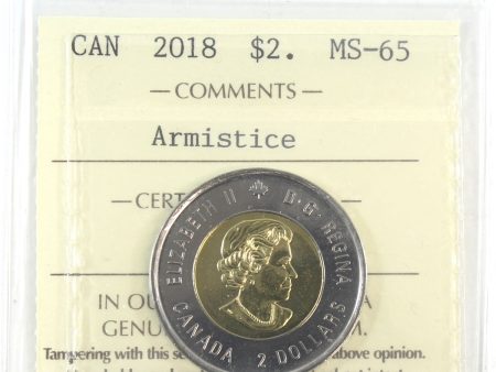 2018 Armistice Canada Two Dollar ICCS Certified MS-65 For Discount