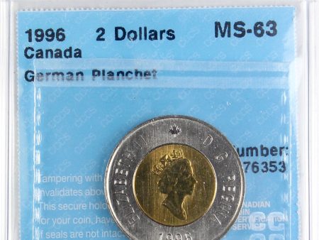 1996 German Planchet Canada Two Dollar CCCS Certified MS-63 Online now