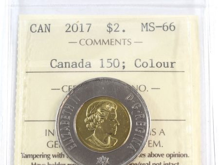 2017 Coloured Canada 150th (Dance) Two Dollar ICCS Certified MS-66 Fashion