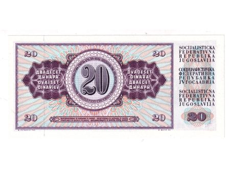 Yugoslavia 1978 20 Dinara Note, Uncirculated Supply