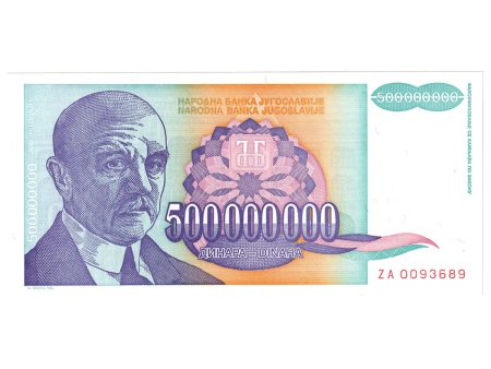 Yugoslavia Note, 1993 500 Million Dinara, Pick #134, UNC Online now