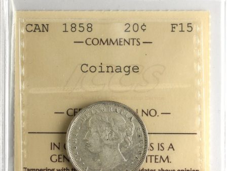 1858 Coinage Canada 20-cents ICCS Certified F-15 For Sale