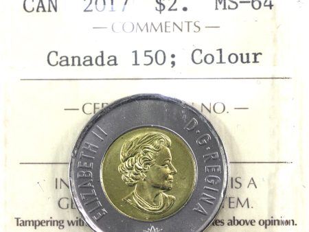 2017 Coloured Canada 150th (Dance) Two Dollar ICCS Certified MS-64 Cheap