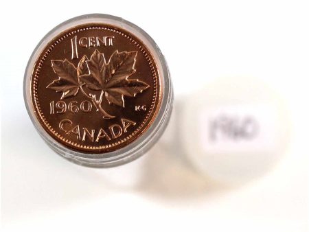 1960 Canada 1-cent Roll of 50Pcs, Appear Mint State (Some Toned) For Sale