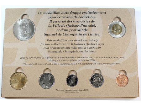 1608-2008 Quebec City s 400th Anniversary 6-coin RCM-issue Card with Medallion (Full) Online now