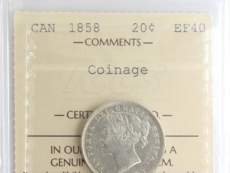 1858 Coinage Canada 20-cents ICCS Certified EF-40 For Sale