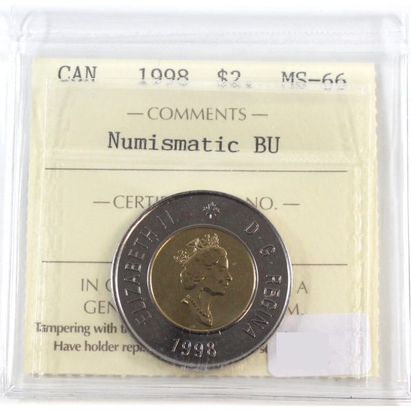 1998 Canada Two Dollar ICCS Certified MS-66 NBU Supply