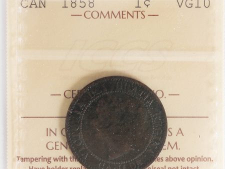 1858 Canada 1-cent ICCS Certified VG-10 Fashion