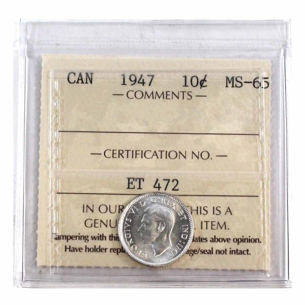 1947 Canada 10-cents ICCS Certified MS-65 (ET 472) Hot on Sale