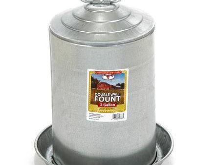 Double Wall Fount Galvanized 3 Gal Waterer Supply