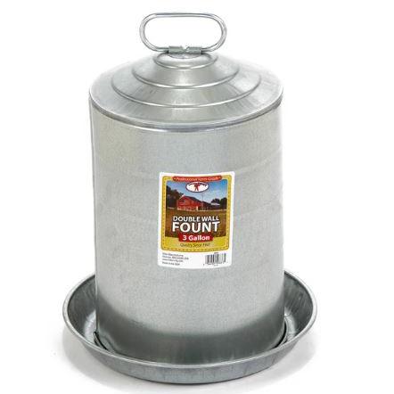 Double Wall Fount Galvanized 3 Gal Waterer Supply